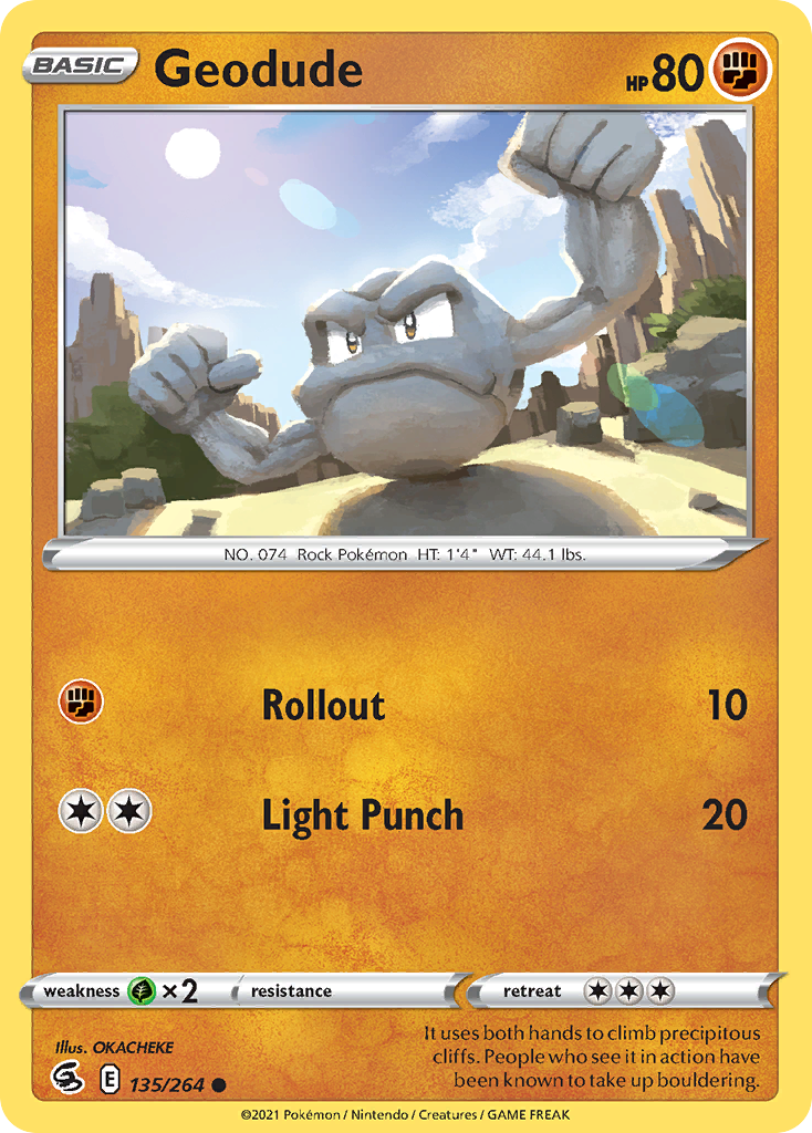 Geodude 135/264 Common Reverse Holo Fusion Strike NM/LP