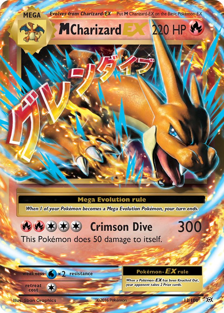M Charizard EX 13/108 EX Rare Evolutions Holo NM/M