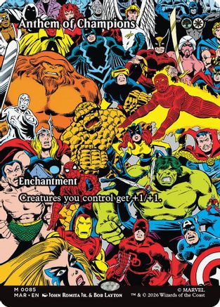 Anthem of Champions (Borderless) 85 Foil Marvel Universe Eternal-Legal NM/M