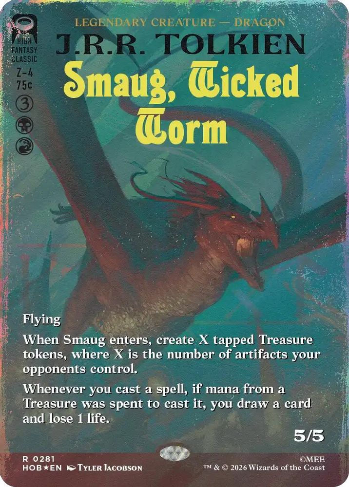 Smaug, Wicked Worm (Borderless) (Surge Foil) 281 Rare The Hobbit Holo NM/M