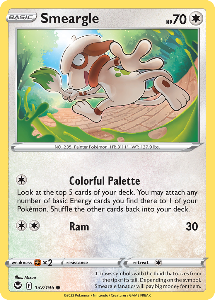 Smeargle 137/195 Common Reverse Holo Silver Tempest NM/LP