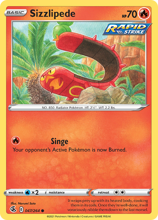 Sizzlipede 047/264 Common Reverse Holo Fusion Strike NM/LP