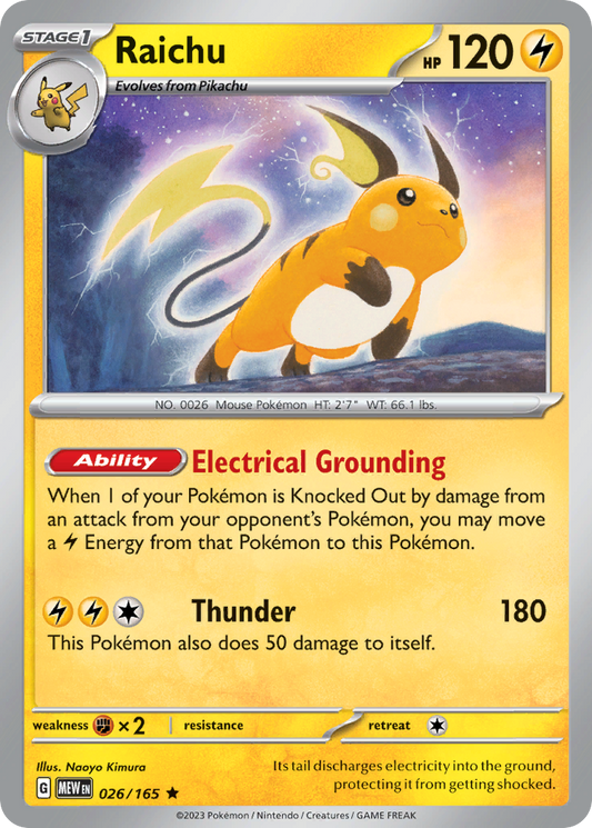 Raichu 026/165 Rare Reverse Holo 151 NM/M