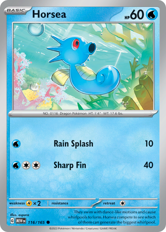 Horsea 116/165 Common Reverse Holo 151 NM/LP
