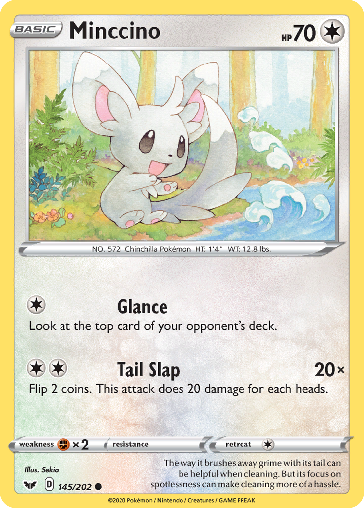 Minccino 145/202 Common Reverse Holo Sword & Shield NM/LP