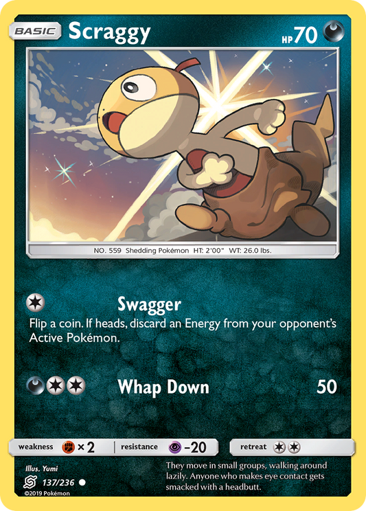 Scraggy 137/236 Common Reverse Holo Unified Minds NM/LP