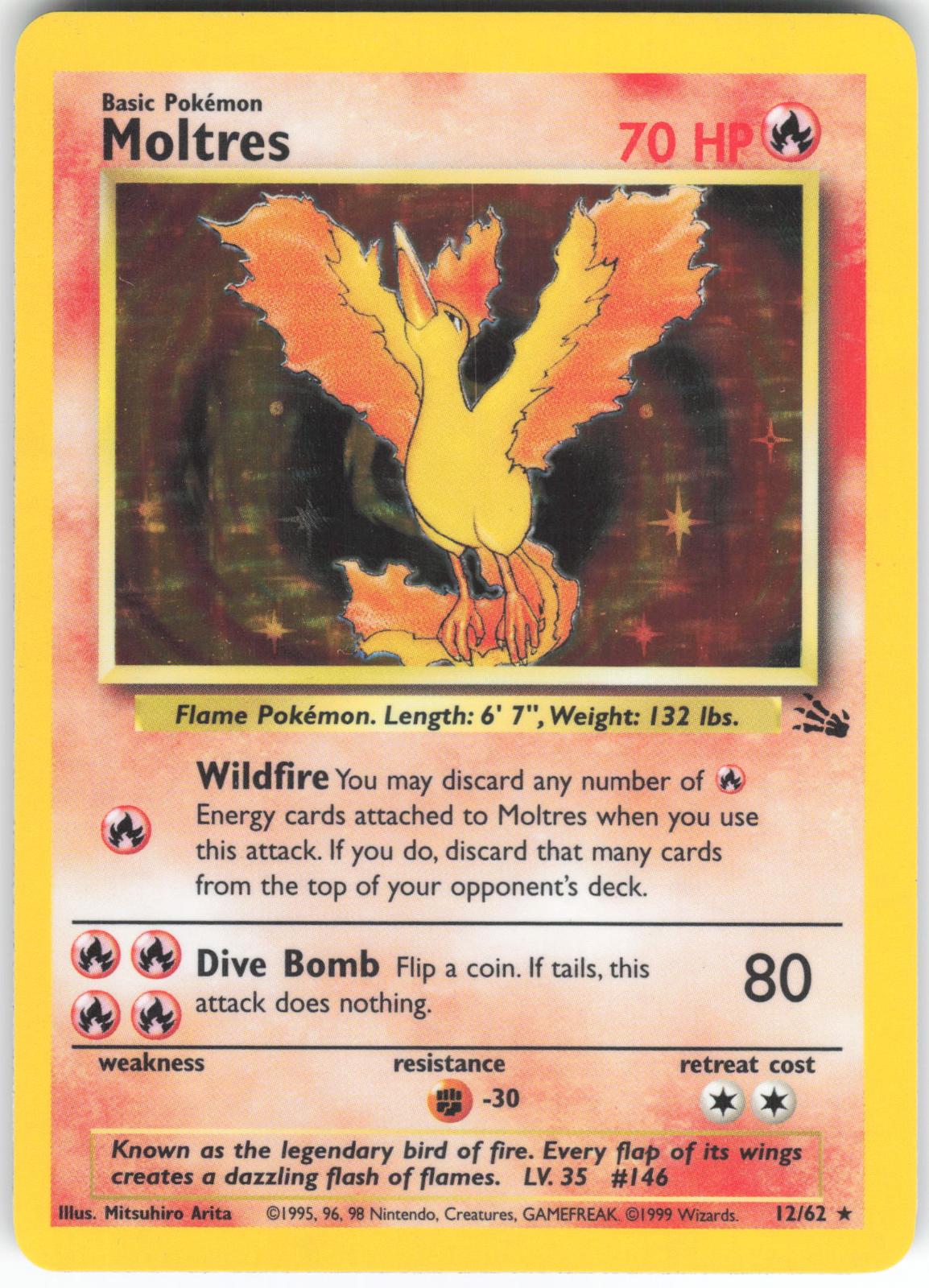 Moltres 12/62 Rare Fossil Unlimited Holo LP