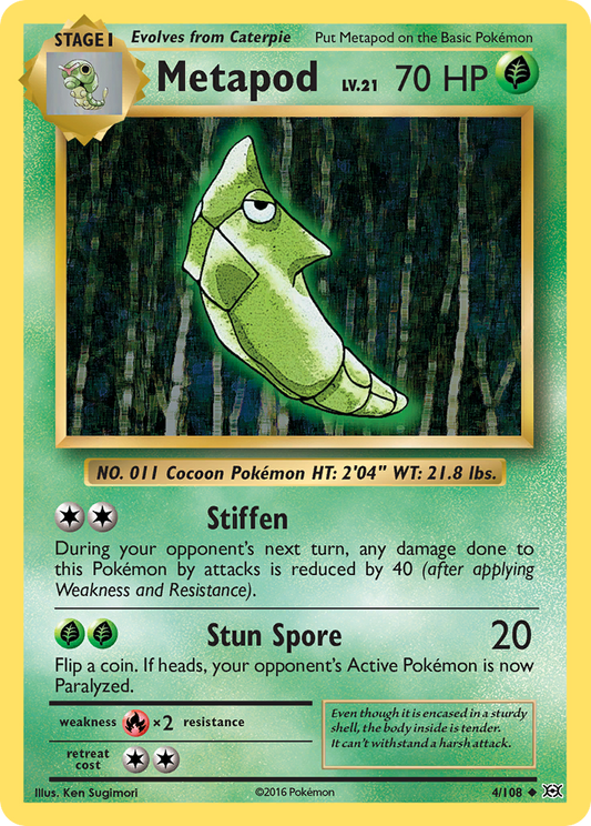 Metapod 4/108 Uncommon Reverse Holo Evolutions NM/M