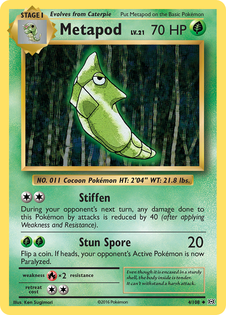 Metapod 4/108 Uncommon Reverse Holo Evolutions NM/LP