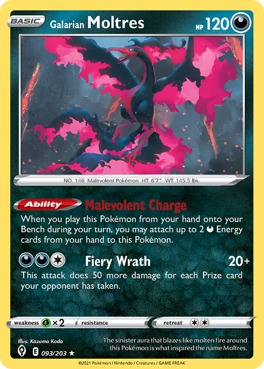 Galarian Moltres 093/203 Rare Reverse Holo Evolving Skies Holo NM/LP