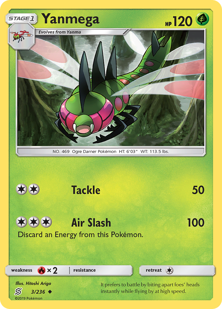 Yanmega 3/236 Uncommon Reverse Holo Unified Minds NM/LP