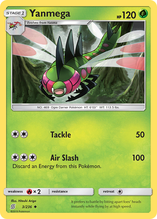 Yanmega 3/236 Uncommon Reverse Holo Unified Minds NM/LP