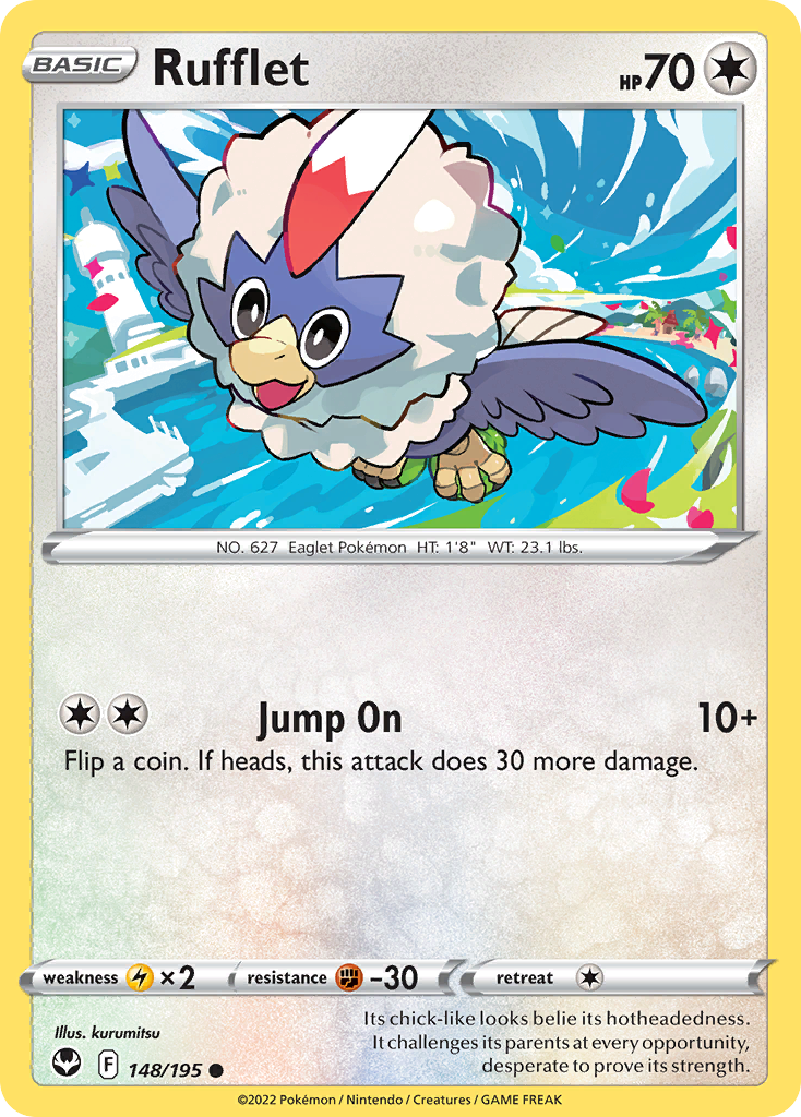 Rufflet 148/195 Common Reverse Holo Silver Tempest NM/LP