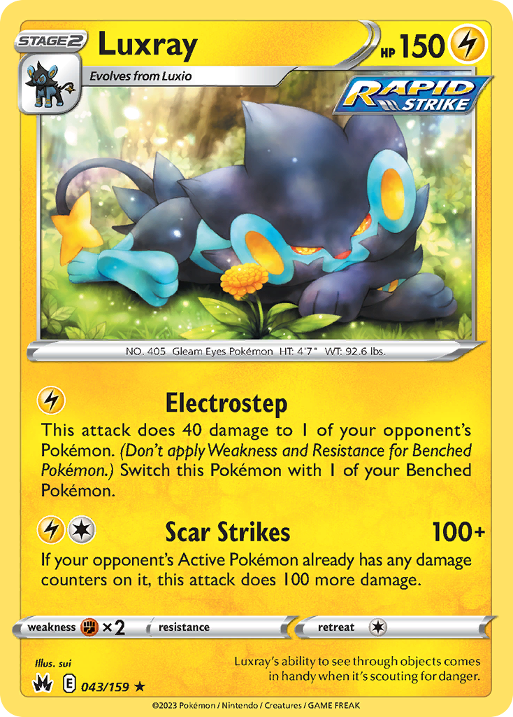 Luxray 043/159 Rare Crown Zenith NM/LP
