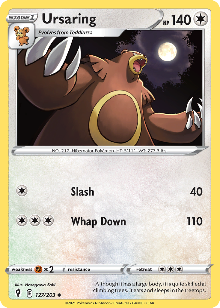 Ursaring 127/203 UnCommon Reverse Holo Reverse Holo Evolving Skies NM/LP