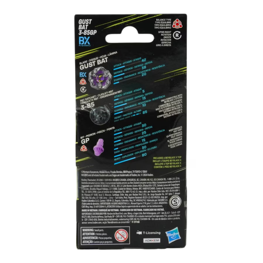Beyblade X Gust Bat 3-85GP BX Booster Pack Set