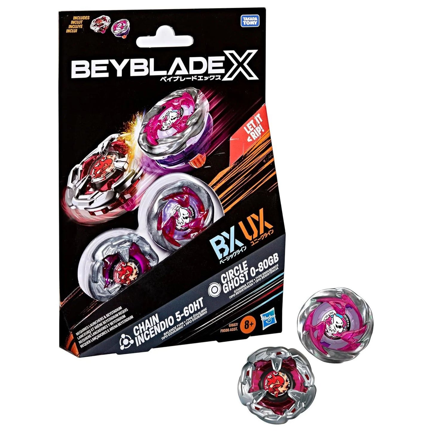 Beyblade X Chain Incendio 5-60HT & Circle Ghost 0-80GB Dual Pack Set