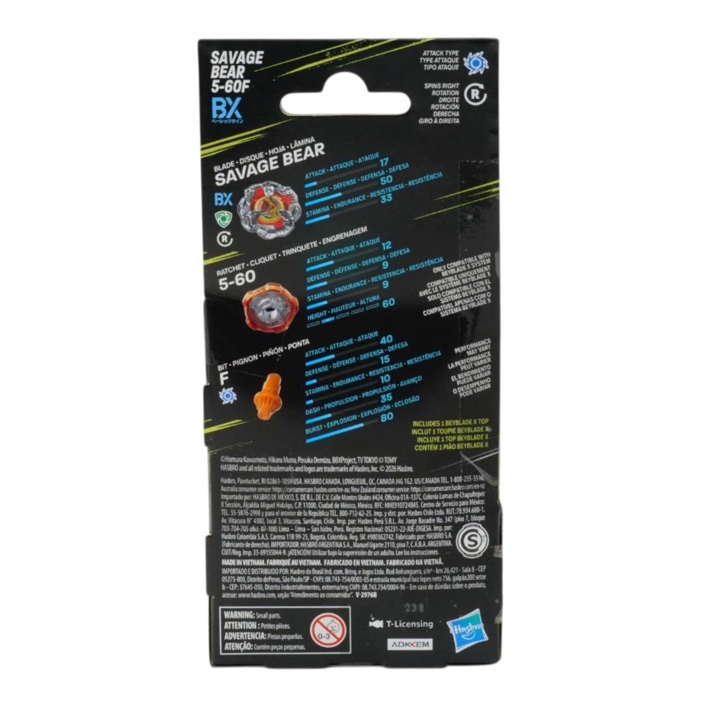 Beyblade X Savage Bear 5-60F BX Booster Pack Set