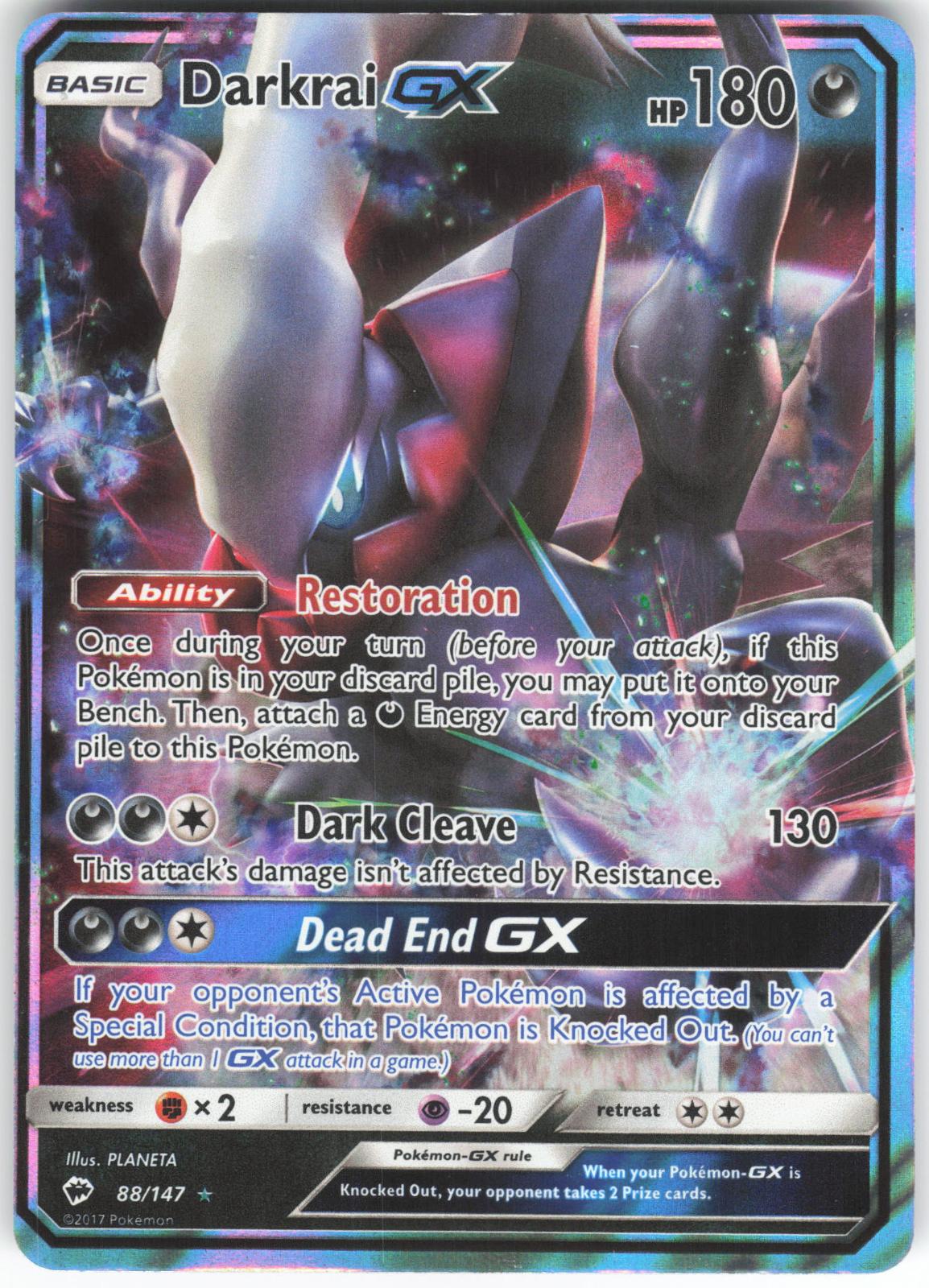 Darkrai GX 88/147 GX Rare Burning Shadows Holo LP