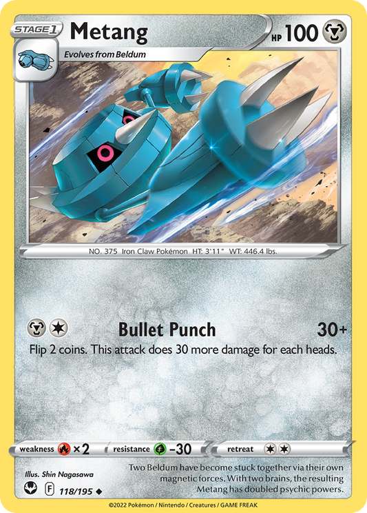 Metang 118/195 Uncommon Reverse Holo Silver Tempest NM/LP