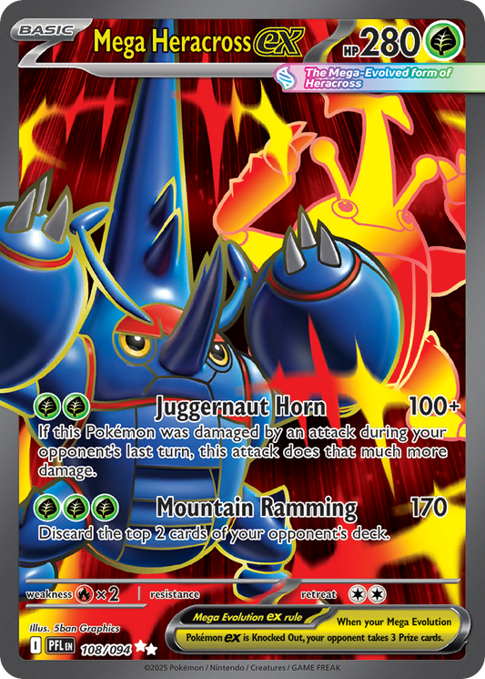 Mega Heracross ex 108/094 Ultra Rare Phantasmal Flames NM/M