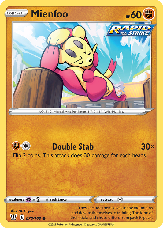 Mienfoo 076/163 Common Reverse Holo Battle Styles NM/LP