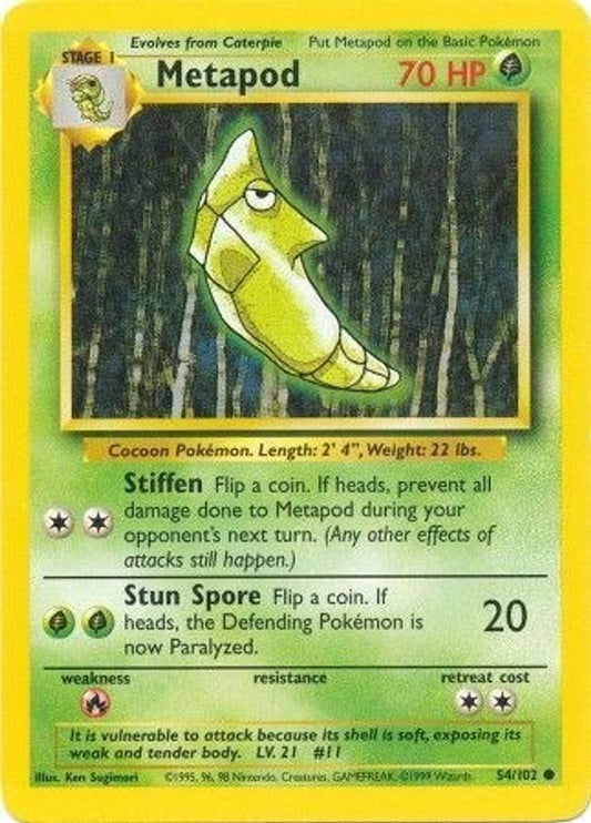 Metapod 54/102 Common Base Set Unlimited NM/M