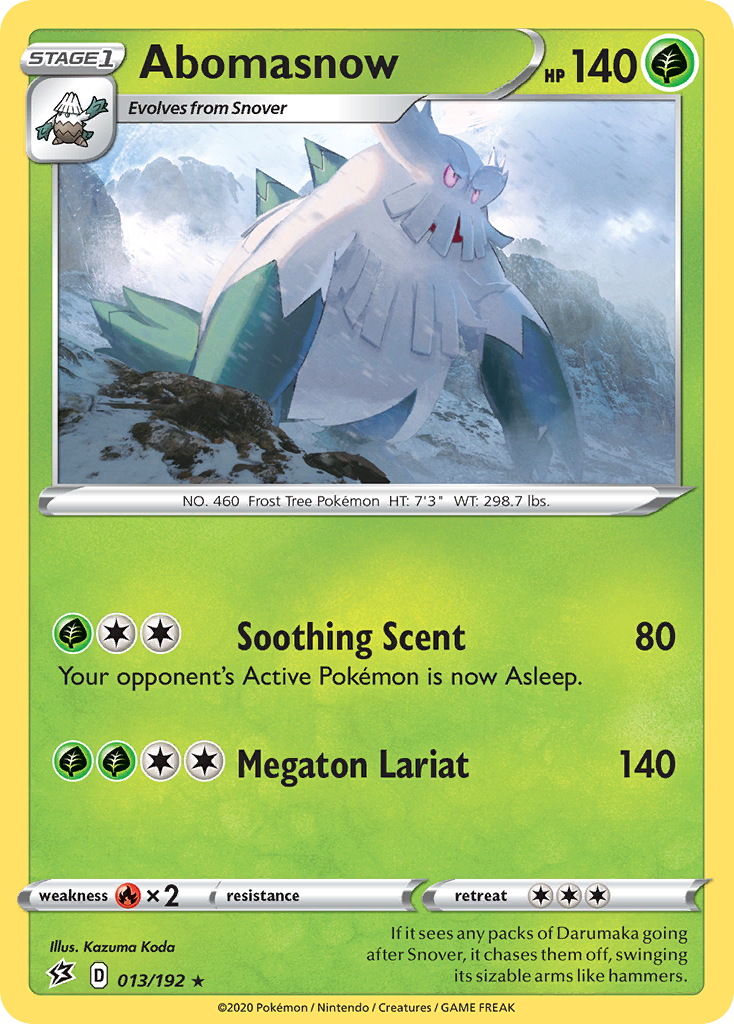 Abomasnow 013/192 Rare Reverse Holo Rebel Clash NM/LP