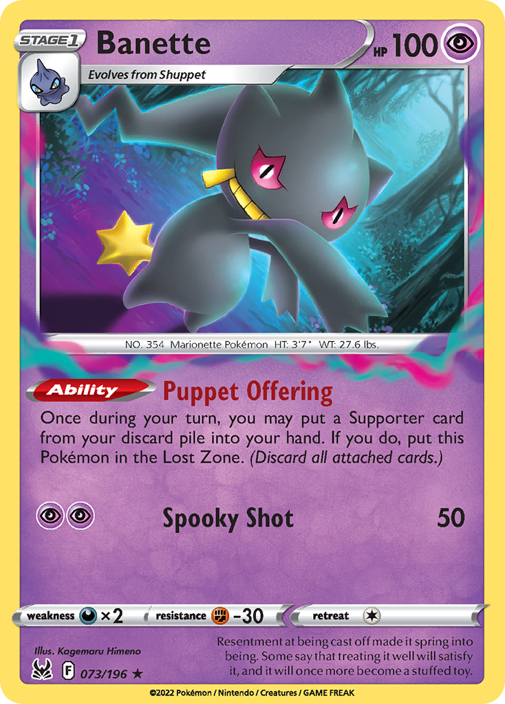 Banette 073/196 Rare Reverse Holo Lost Origin NM/LP