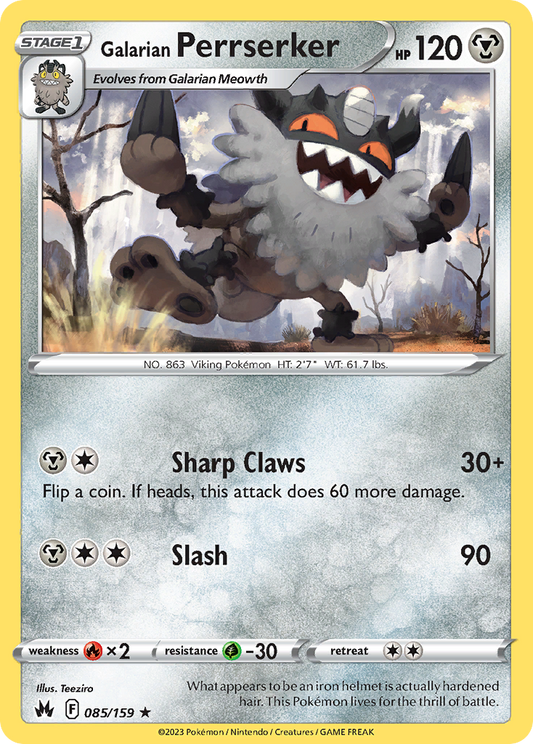 Galarian Perrserker 085/159 Rare Reverse Holo Crown Zenith NM/LP