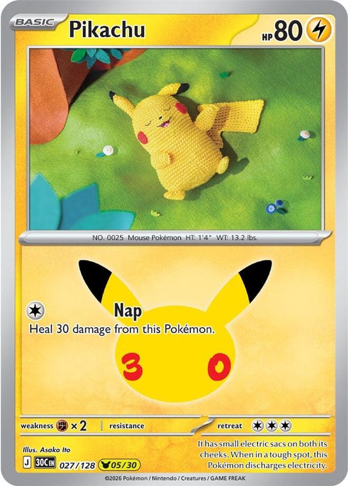 Pikachu 027/128 Pikachu Rare ME: 30th Celebration Holo NM/M