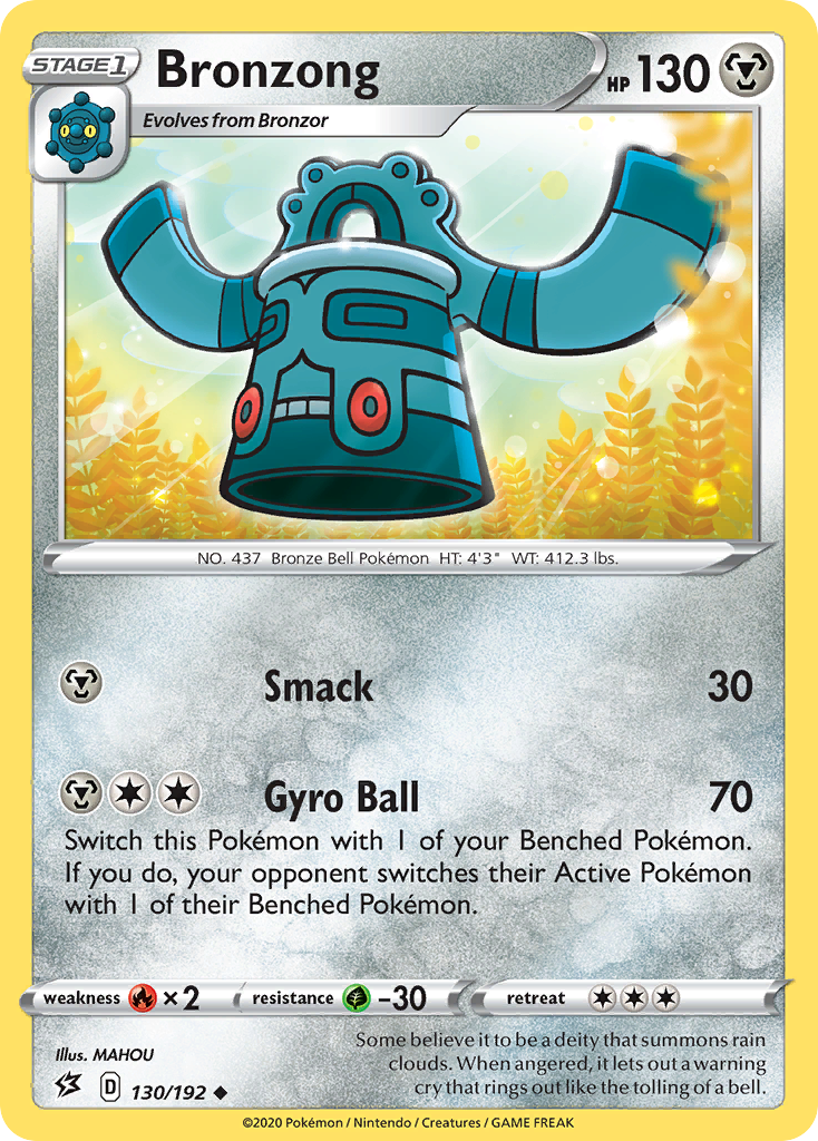 Bronzong 130/192 Uncommon Reverse Holo Rebel Clash NM/LP