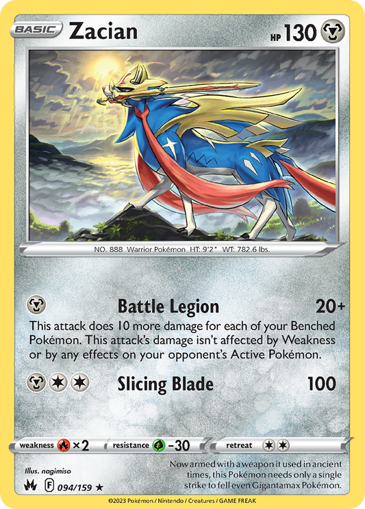 Zacian 094/159 Rare Crown Zenith Holo NM/LP