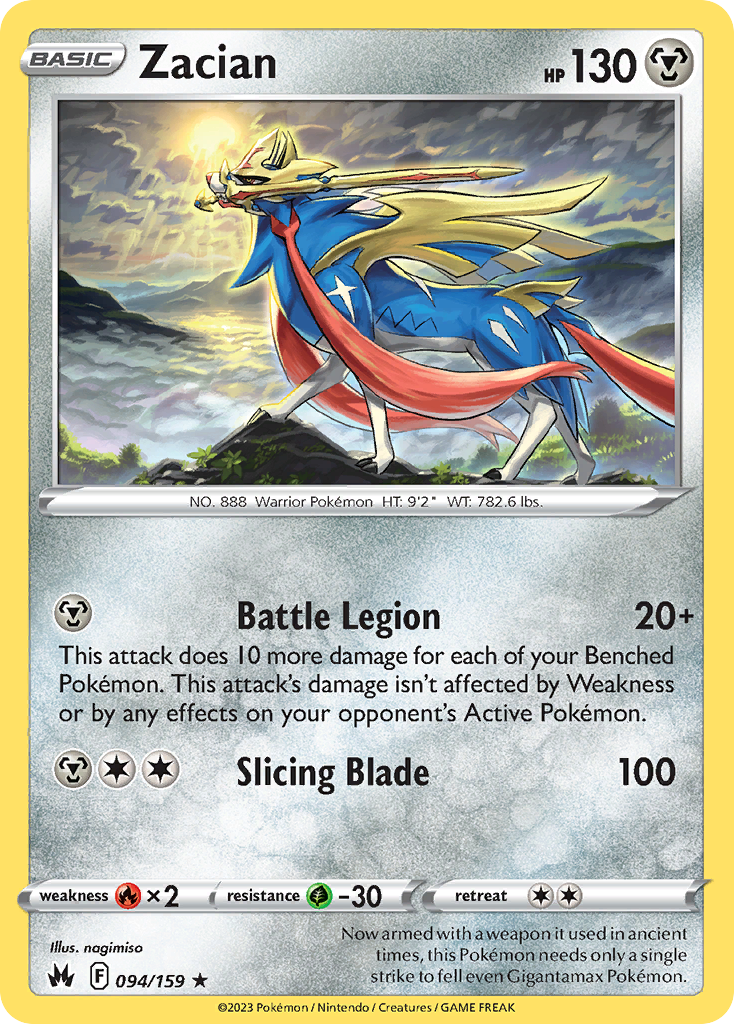 Zacian 094/159 Rare Crown Zenith Holo NM/LP
