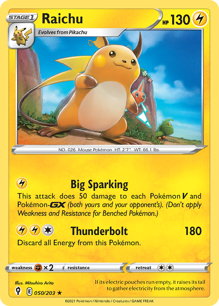 Raichu 050/203 Rare Reverse Holo Evolving Skies Holo NM/LP