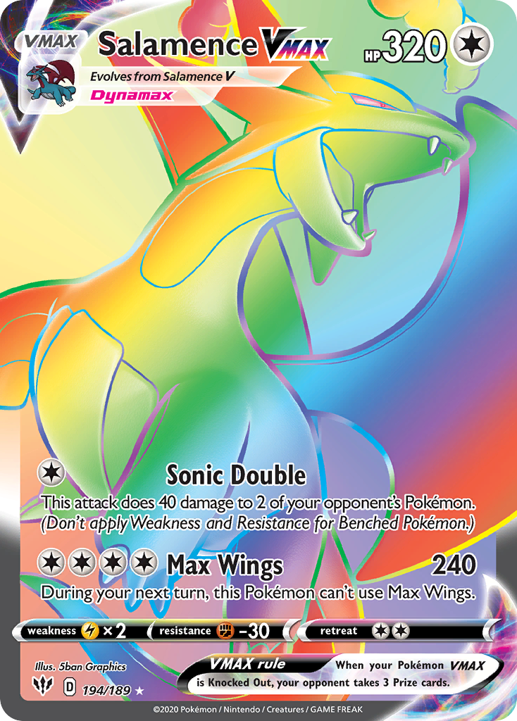 Salamence VMAX 194/189 Rainbow Rare Darkness Ablaze NM/M