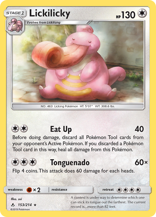 Lickilicky 153/214 Rare Reverse Holo Unbroken Bonds NM/LP