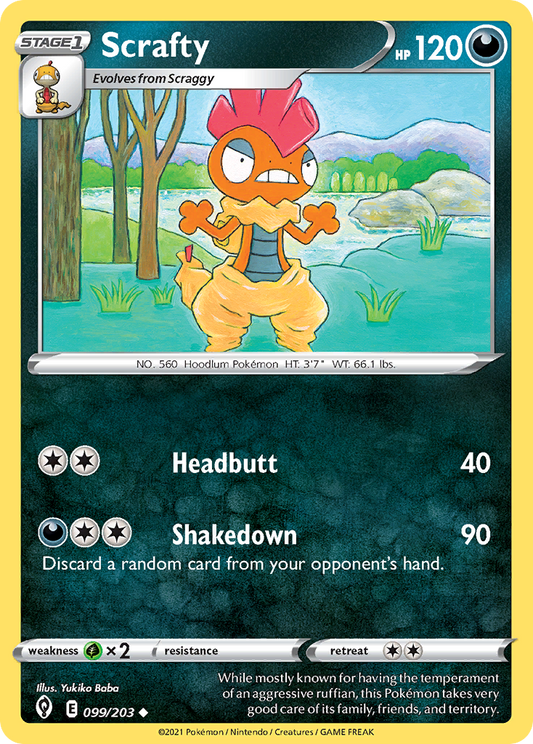 Scrafty 099/203 UnCommon Reverse Holo Reverse Holo Evolving Skies NM/LP