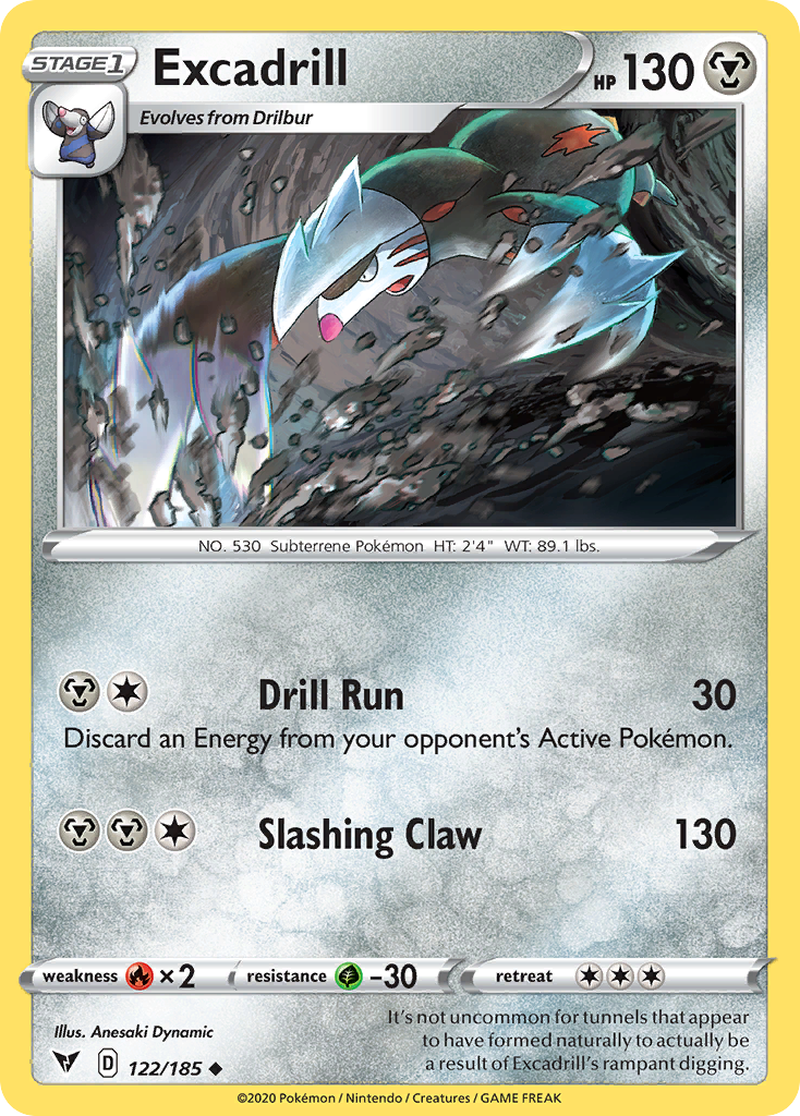 Excadrill 122/185 Uncommon Reverse Holo Vivid Voltage NM/LP