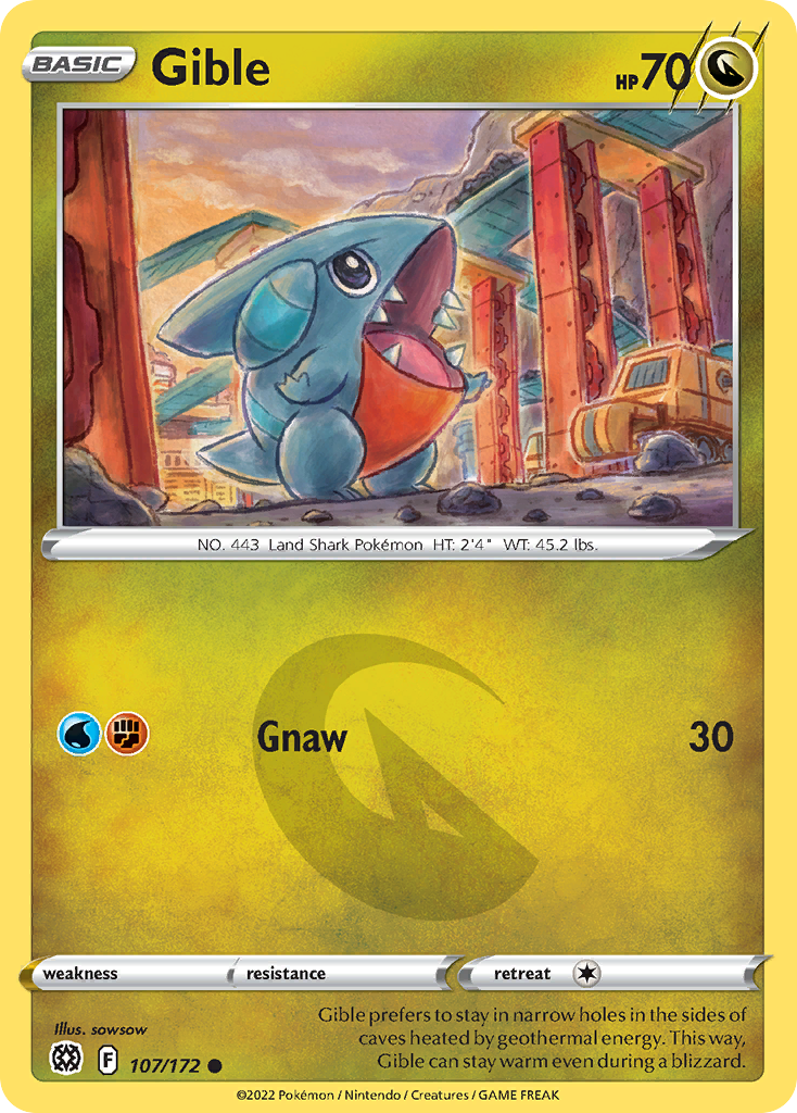 Gible 107/172 Common Reverse Holo Brilliant Stars NM/LP