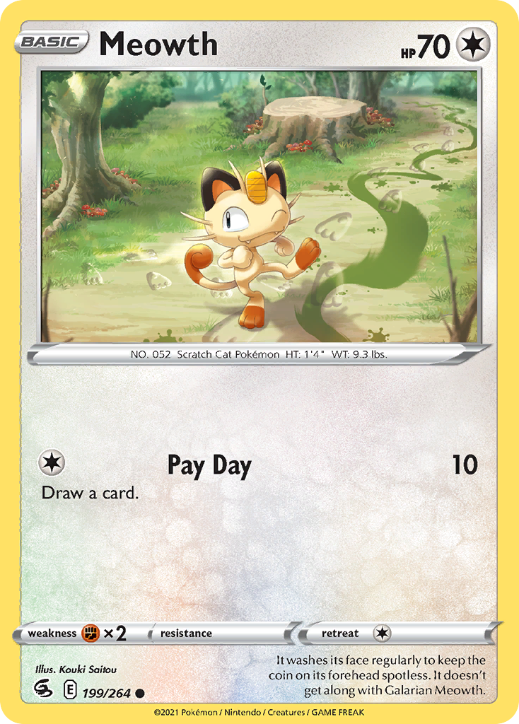 Meowth 199/264 Common Reverse Holo Fusion Strike NM/LP