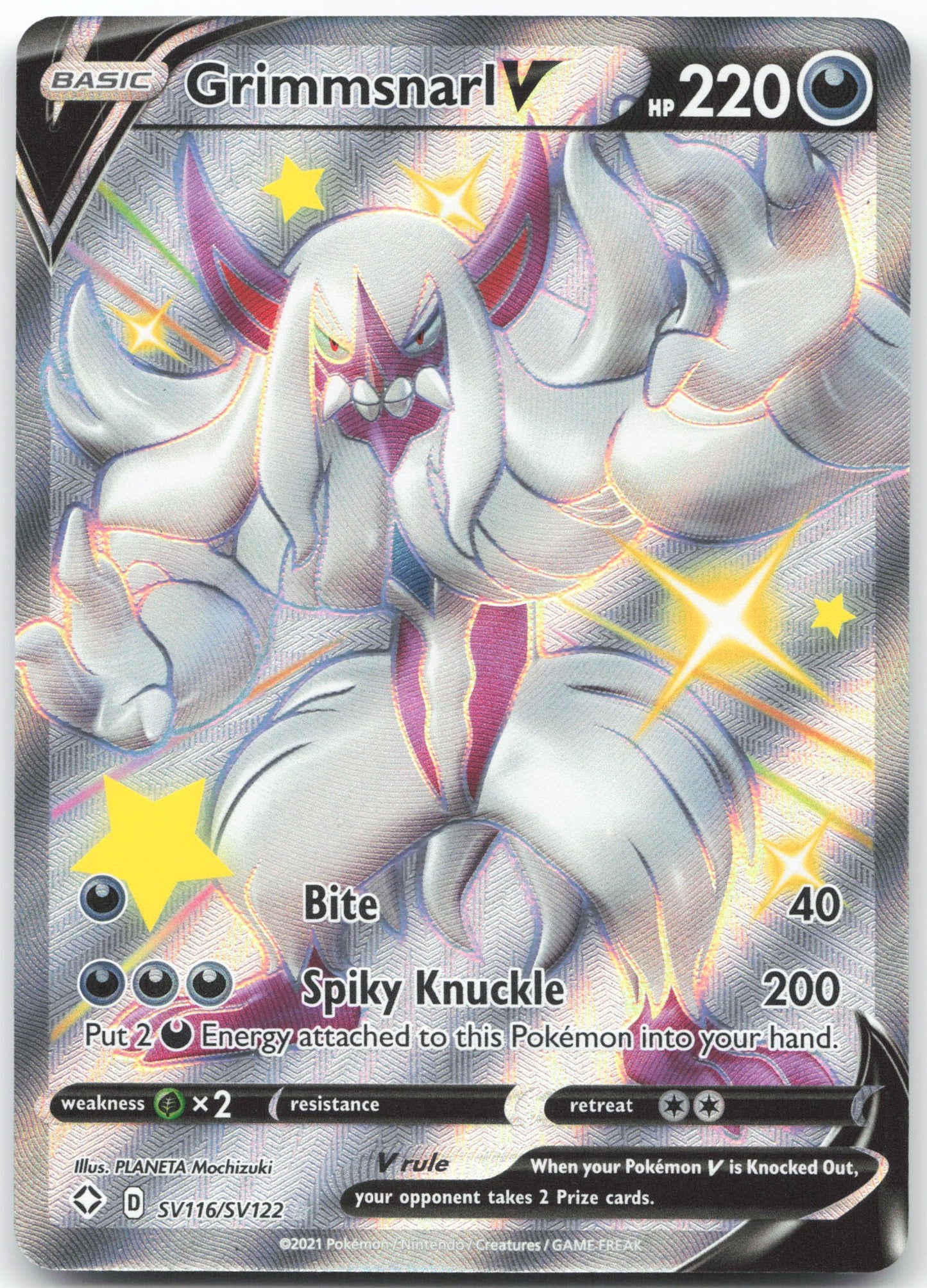 Grimmsnarl V Shiny Holo Rare Shining Fates: Shiny Vault SV116/SV122 NM