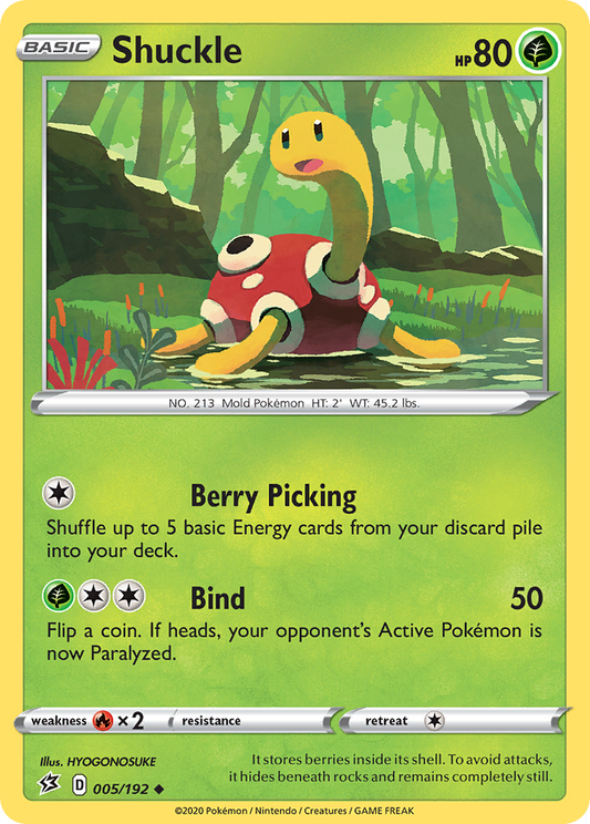 Shuckle 005/192 Uncommon Reverse Holo Rebel Clash NM/LP