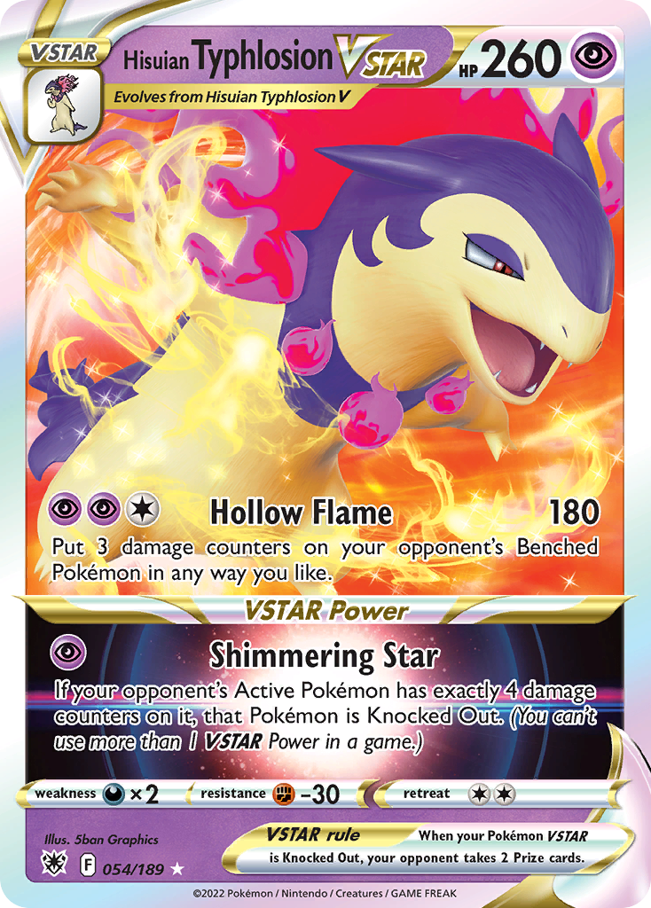 Hisuian Typhlosion VSTAR 054/189 VSTAR Rare Astral Radiance Holo NM/M