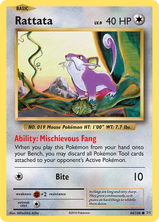 Rattata 66/108 Common Reverse Holo Evolutions NM/LP