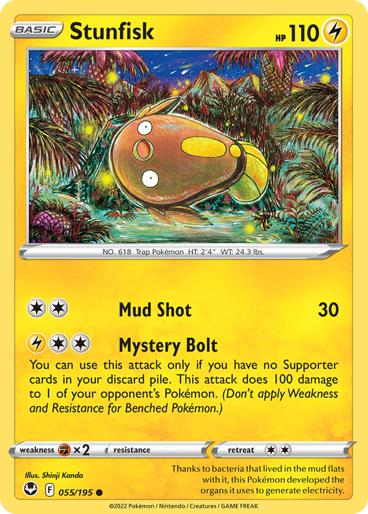 Stunfisk 055/195 Common Reverse Holo Silver Tempest NM/LP