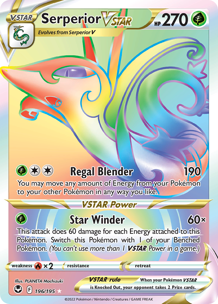 Serperior VSTAR 196/195 Rainbow Rare Silver Tempest NM/M