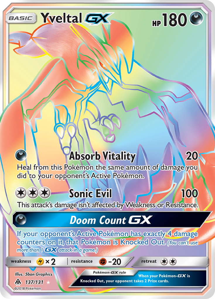 Yveltal GX 137/131 Rainbow Rare Forbidden Light NM/M
