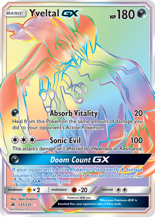 Yveltal GX 137/131 Rainbow Rare Forbidden Light NM/M