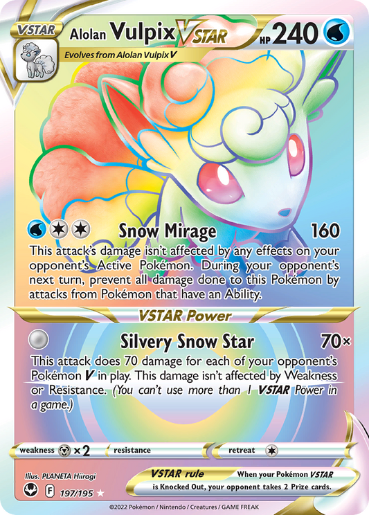 Alolan Vulpix VSTAR 197/195 Rainbow Rare Silver Tempest NM/M